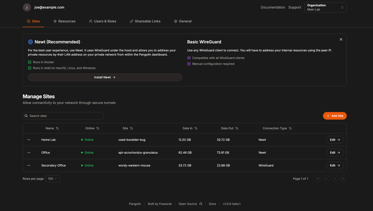 Pangolin - Tunneled Reverse Proxy Management Server